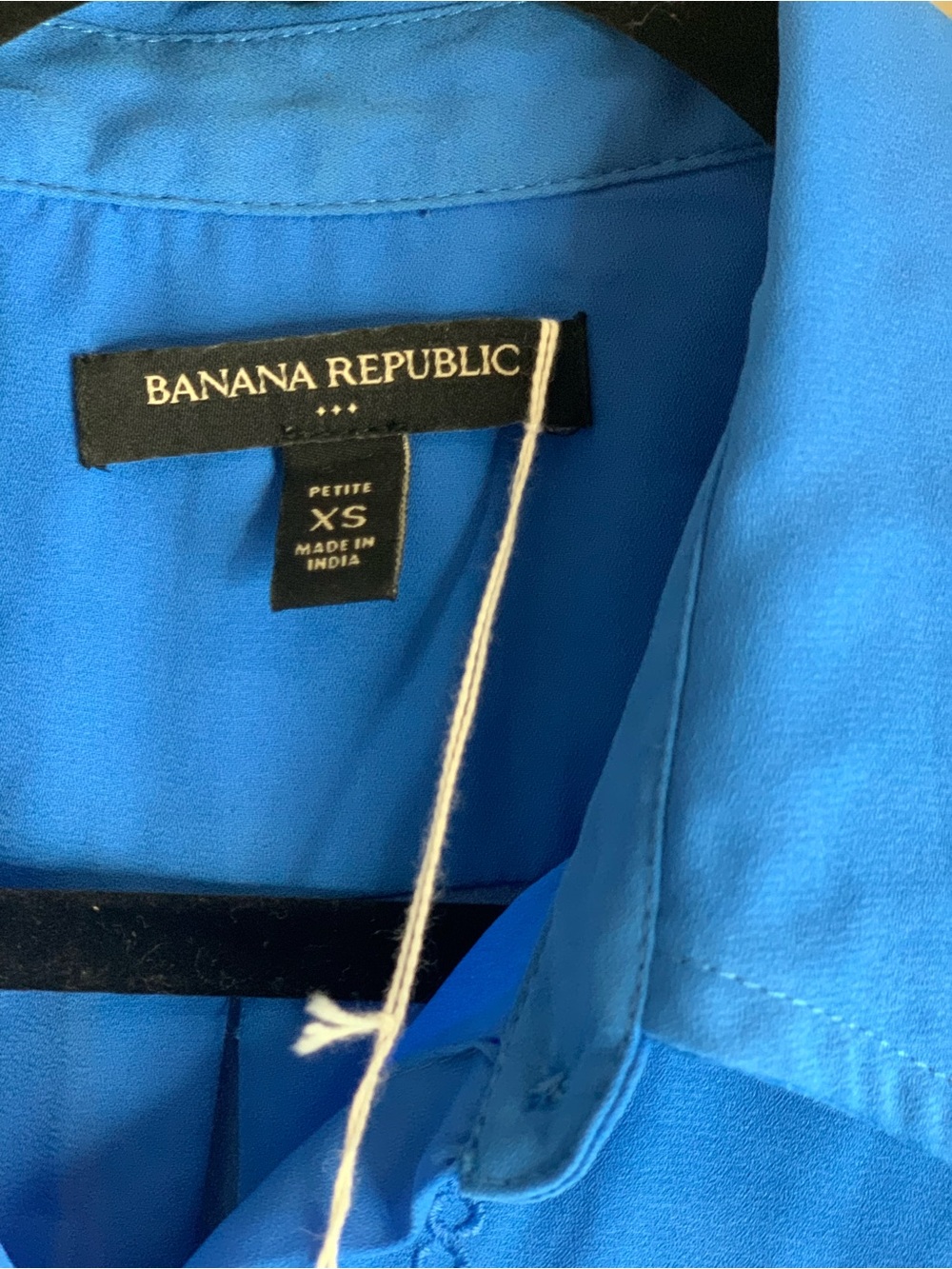 Banana Republic Blue Sleeveless Embroidered Top Size-X-Small Classic Workwear - Picture 2 of 4